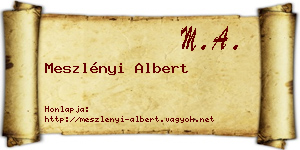 Meszlényi Albert névjegykártya